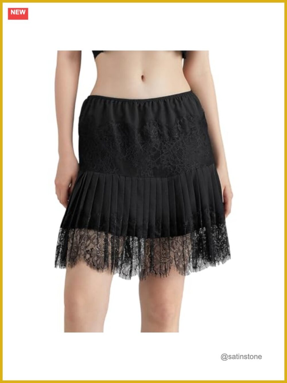 Y2K Lace Pleated Half Slip Skirt Mini Scallop Trim